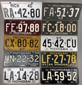 10 Original 40s 50s Michigan License Plates