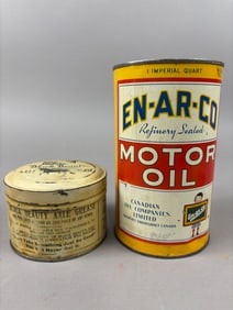 2 Enarco Black Beauty Imperial Quart Motor Oil Can