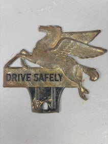 Original Mobil Gas Oil Drive Safely Plate Topper