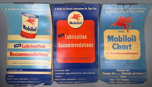3 40s Era Mobil Oil Lubrication Chart 46 49 50