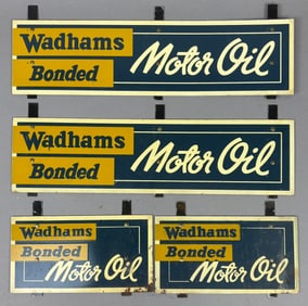 4 Matching Wadhams Bonded Motor Oil Carrier Signs