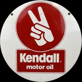 Kendall Motor Oil Advertising Round Curb DST Sign