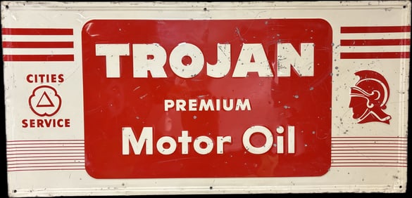 Cities Service Trojan Motor Oil SST Advertising Sign