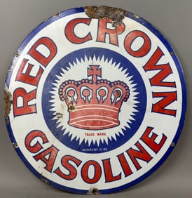Red Crown Gasoline SSP Advertising Sign 24" Round