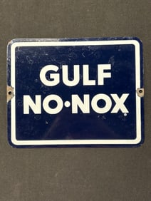 Gulf No Nox Gas Pump Plate Motor Oil SSP Sign