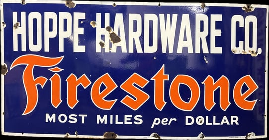 Firestone Tire Hoppe Hardware SSP Advertising Sign