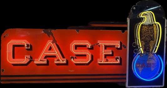 Case 40s Original Neon Advertising Porcelain Sign