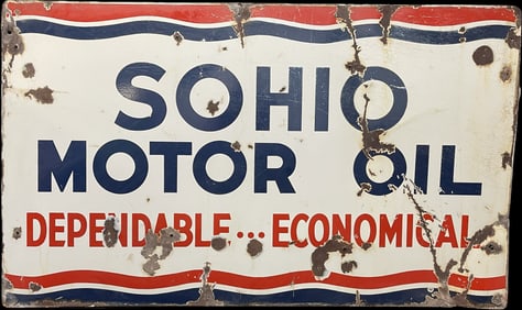 Sohio Motor Oil SSP Self Framed Advertising Sign