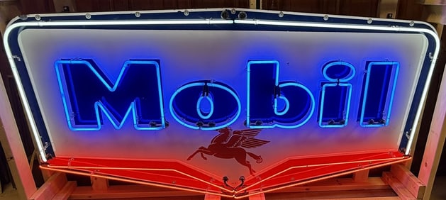 Mobil DSP 7' 1950s Neon Advertising Porcelain Sign