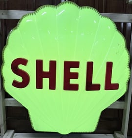 Shell Plastic Lighted Lighted 60s Gas Station Sign