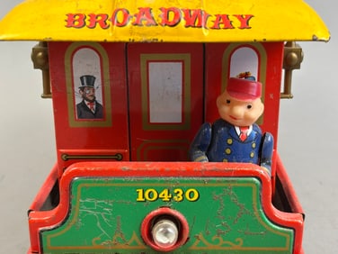 Modern Toy Battery OP TIN Broadway Trolley Toy