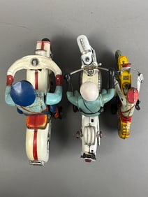 3 Marx Tin Toy Windup Motorcycle Siren Police Toys