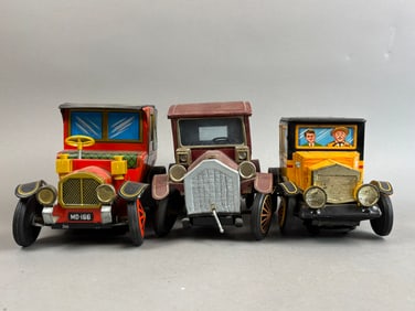 3 ALPS Japan Tin Battery OP Model T Jalopy Toy Car