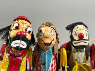 3 TPS Japan Tin Windup Clowns Skating Climbing Toy