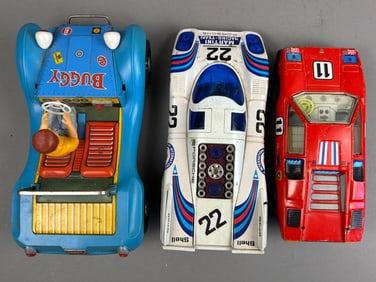 3 TPS Taiyo Tin Battery OP Porsche Buggy Toy Cars