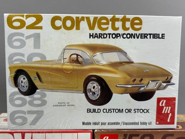 3 Vintage AMT 59 62 Corvette Model Kits Sealed Box
