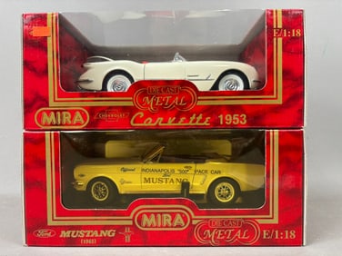 2 NOS Miro Calidad Corvette Mustang Die Cast Toys