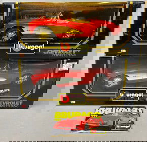 2 NOS Burago 1957 Chevrolet Corvette Die Cast Cars