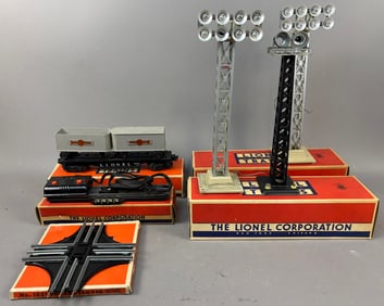 5 NOS Postwar Lionel Train Floodlight Flat Car