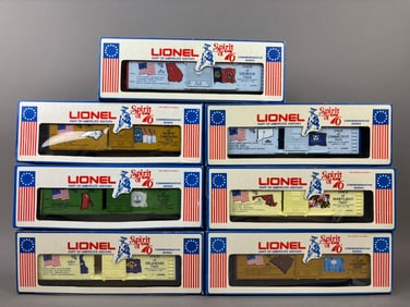 7 NOS Lionel Spirit 76 State Box Cars RI CT DE GA NC SC