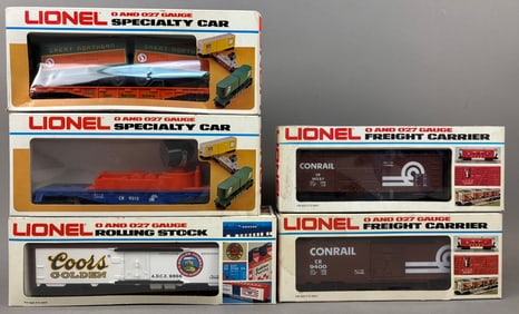 5 NOS Lionel Train Box Cars Searchlight O Gauge