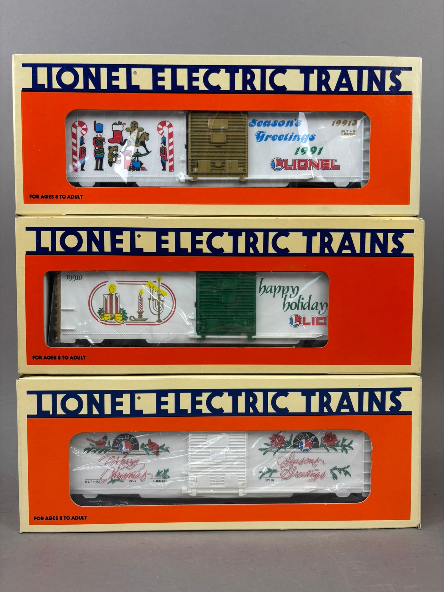 3 NOS Lionel Seasons Greetings Train Box Car 90-92 (1 of 13)