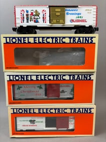 3 NOS Lionel Christmas 1987 1988 1991 Box Cars