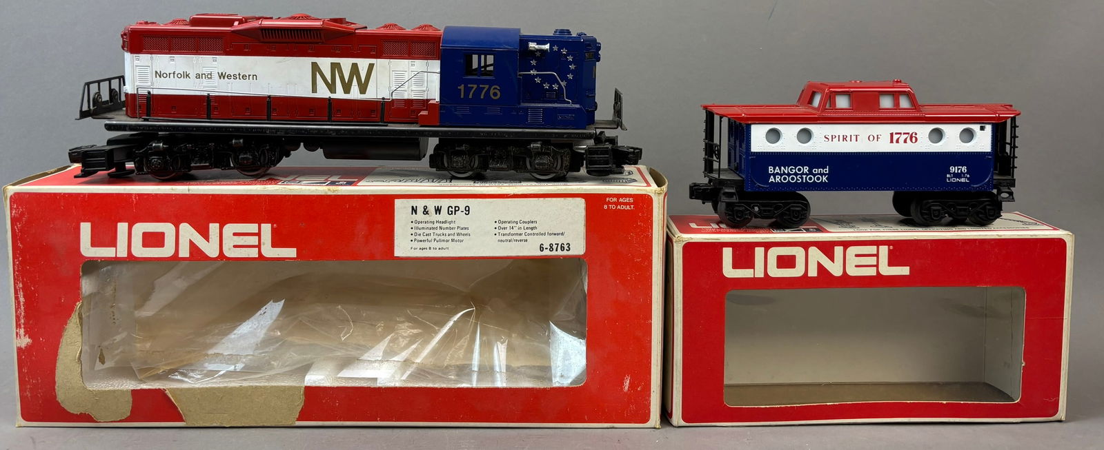 2 NOS Lionel Spirit 1776 N&W 8763 Engine Caboose 9176 (1 of 15)