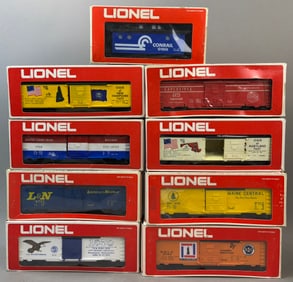 9 NOS Lionel Train State Box Cars MD DE