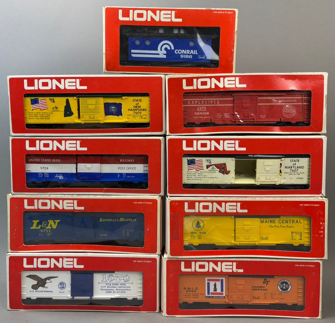 9 NOS Lionel Train State Box Cars MD DE (1 of 13)
