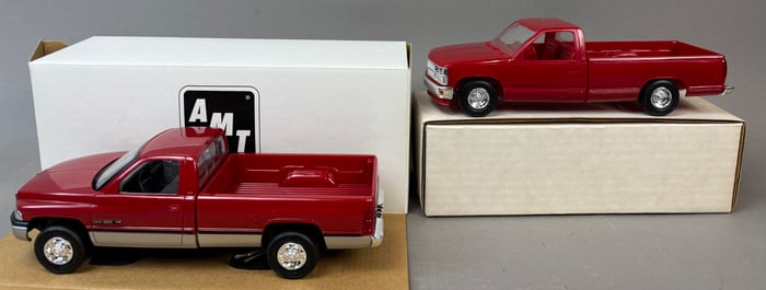 2 NOS Ertl 89 Chev Silverado 94 Ram 2500 Promo Cars