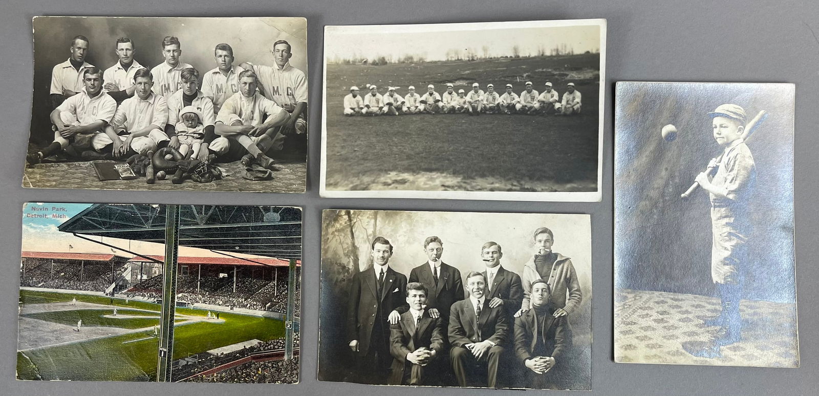 Lot of 5 Antique 1910s Baseball Related Postcards RPPC & More (1 of 14)