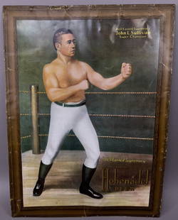 John L. Sullivan Tin Over Cardboard Original Advertising Hohenadel  Beer Sign: Great original TOC sign, made by American Art Works. 17" x 23.5" overall. Great original sign.