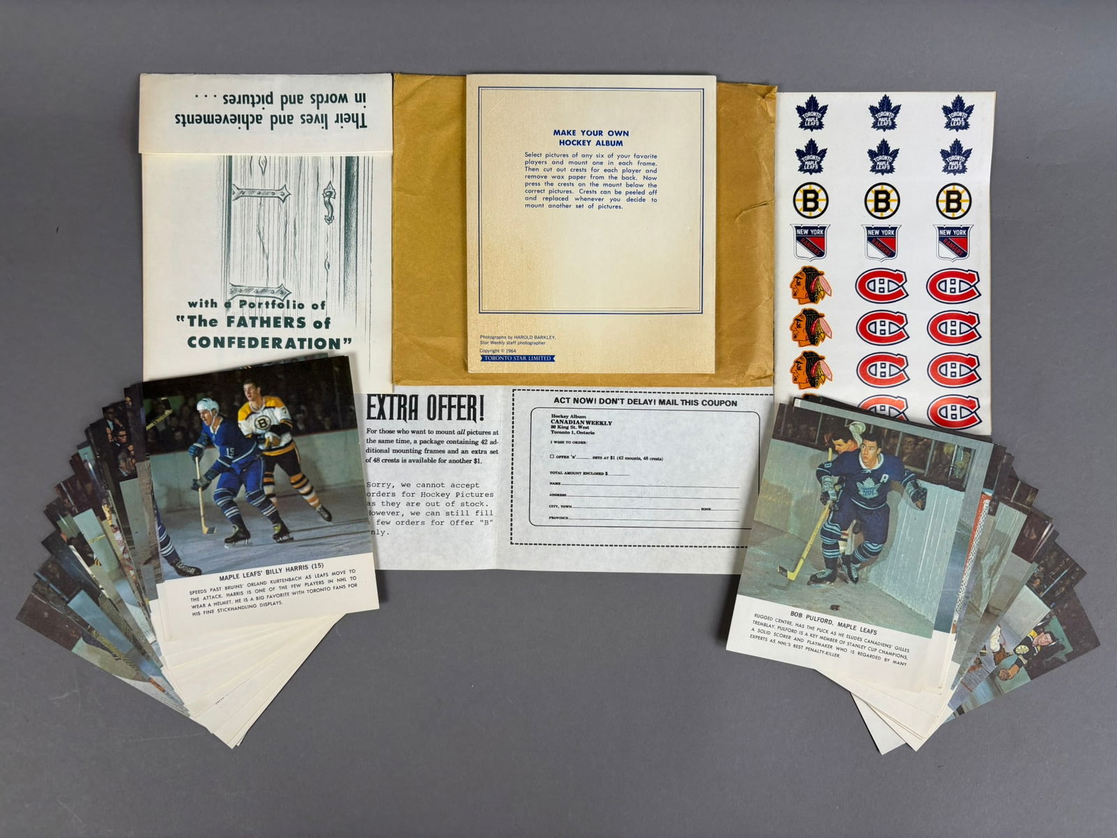 1964 Toronto Star Photo & Sticker Album Lot of 48 Complete Set (1 of 13)