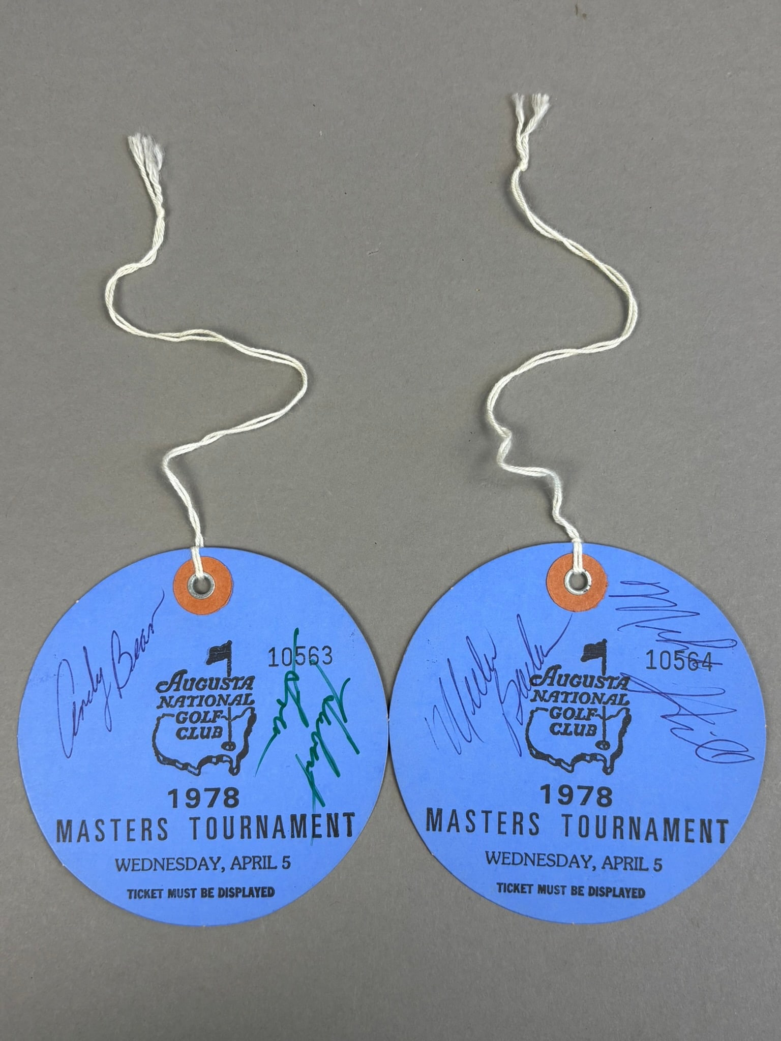 Lot of 2 1978 Masters Tournament of Golf Autographed Hanging Ticket Stubs Andy Bean (1 of 11)