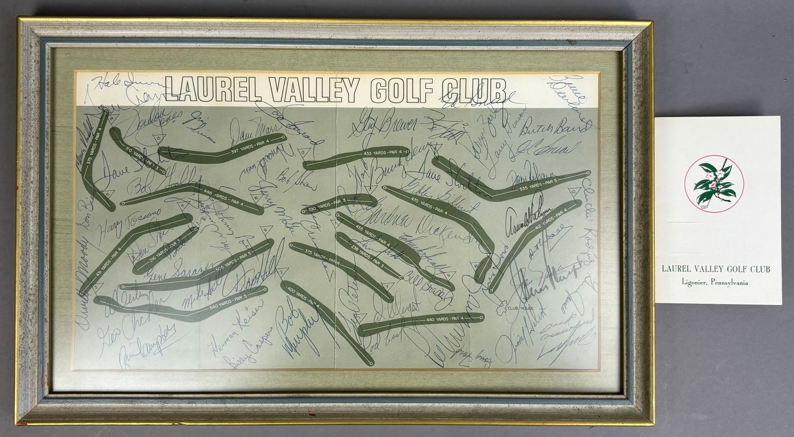 Vintage Laurel Valley Golf Club Arnold Palmer & Jack Nicklaus Multi Signed 40+ Autograped Fact Sheet (1 of 13)