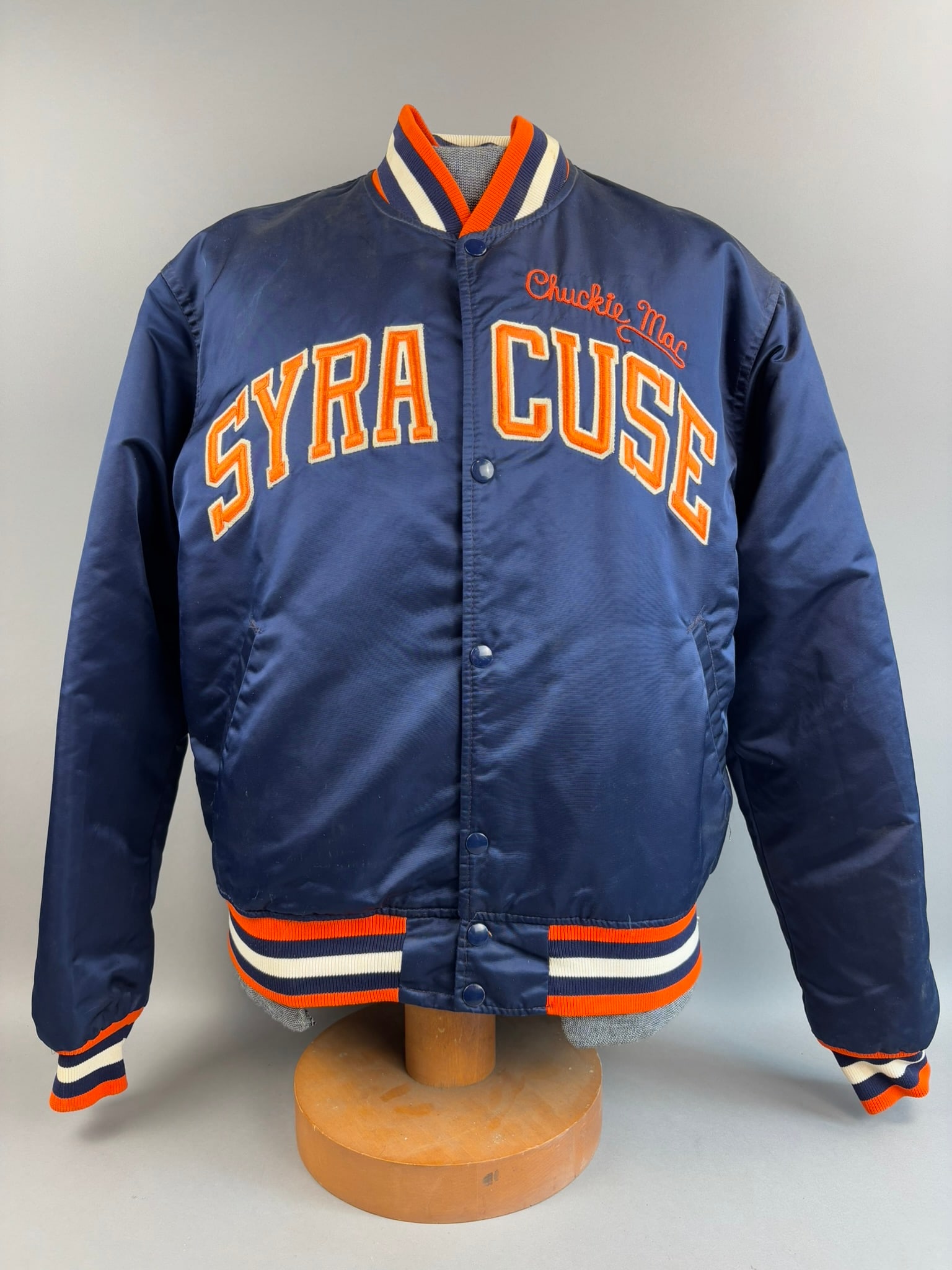 Vintage 1990s Syracuse Orange Starter Sports Jacket Personalized "Chuckie Mac" Size Large (1 of 15)