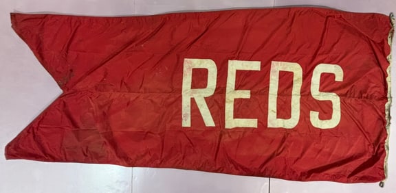 1970s Cincinnati Reds Tiger Stadium Game Flown Team Logo Large Stadium Banner Flag