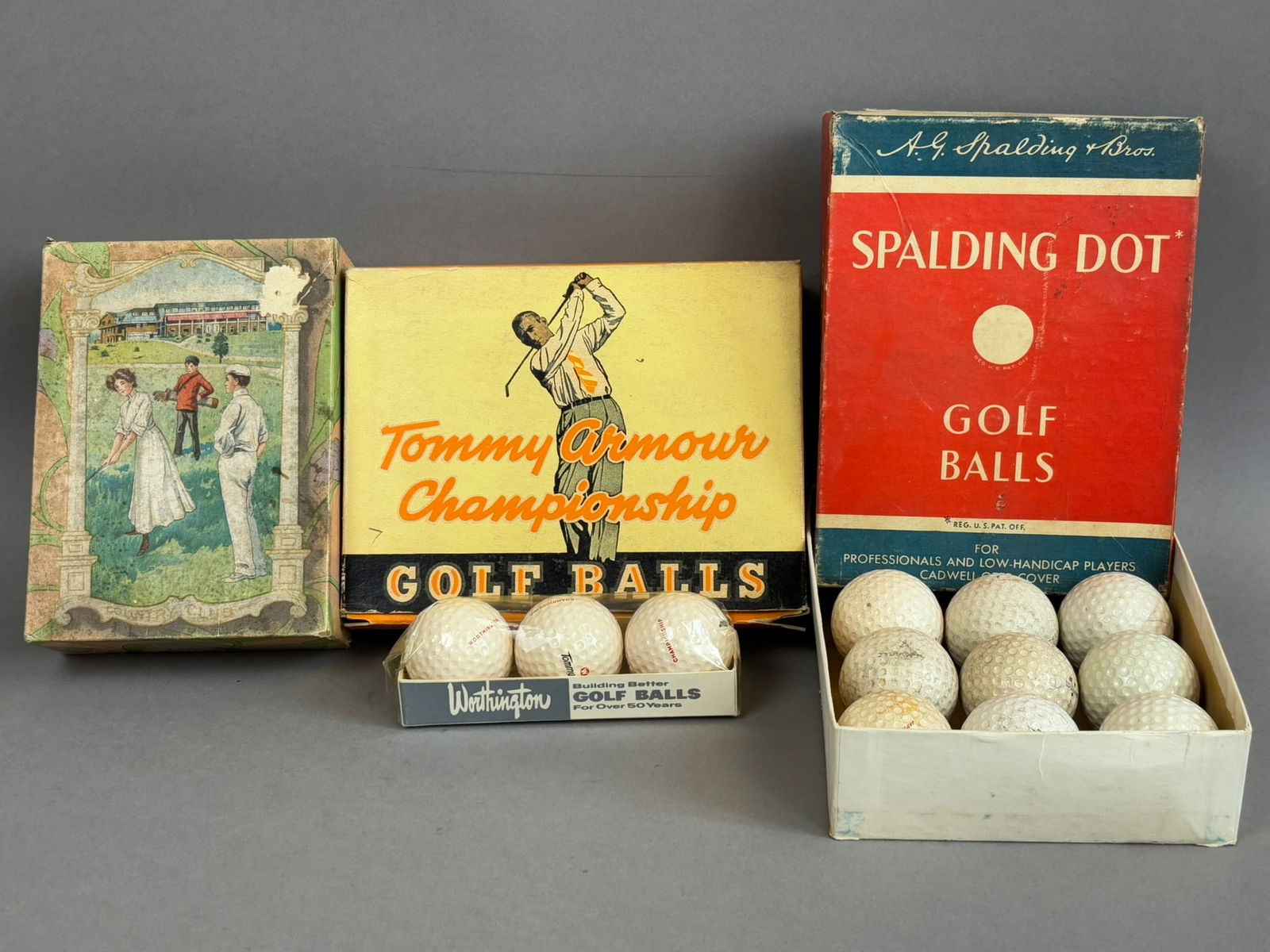 Antique & Vintage lot of Golf Balls & Original Boxes Tommy Armour, Spalding Dot (1 of 12)