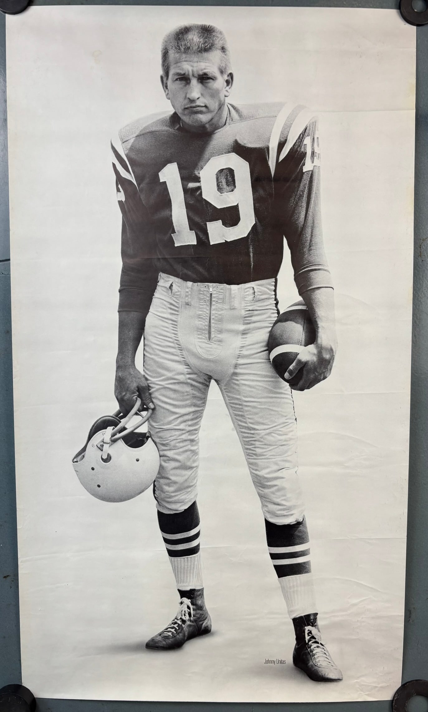 Johnny Unitas Indianapolis Colts Original 1968-69 18" x 31.5" Promotional Poster for Afrin: Great original poster with obvious wear as shown from storage.