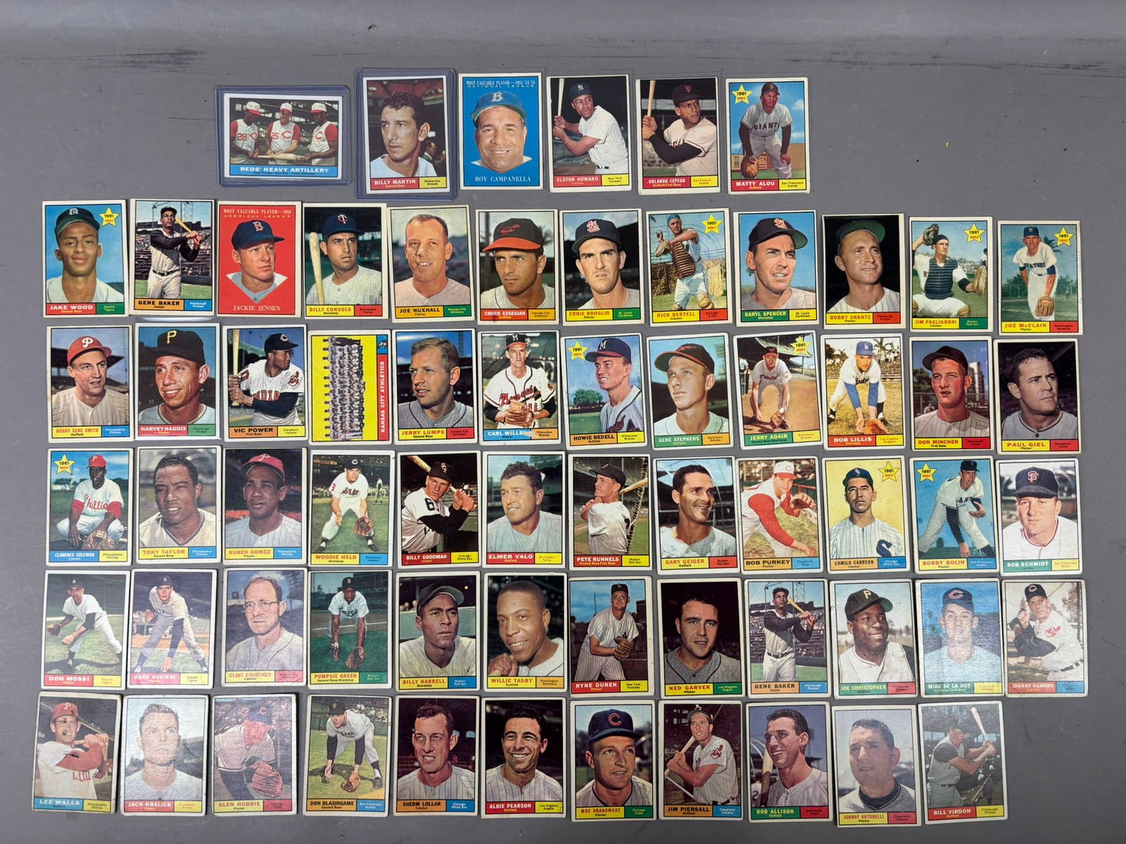 1961 Topps Lot 65 Baseball Cards Roy Campanella Martin Alou RC Hofers & Stars (1 of 18)
