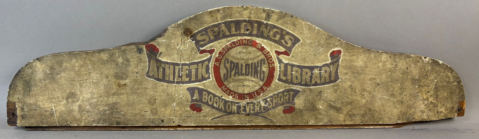 A.G. Spalding & Bros Spalding's Athletic Library Early 20th Century Wooden Advertising Sign (1 of 15)