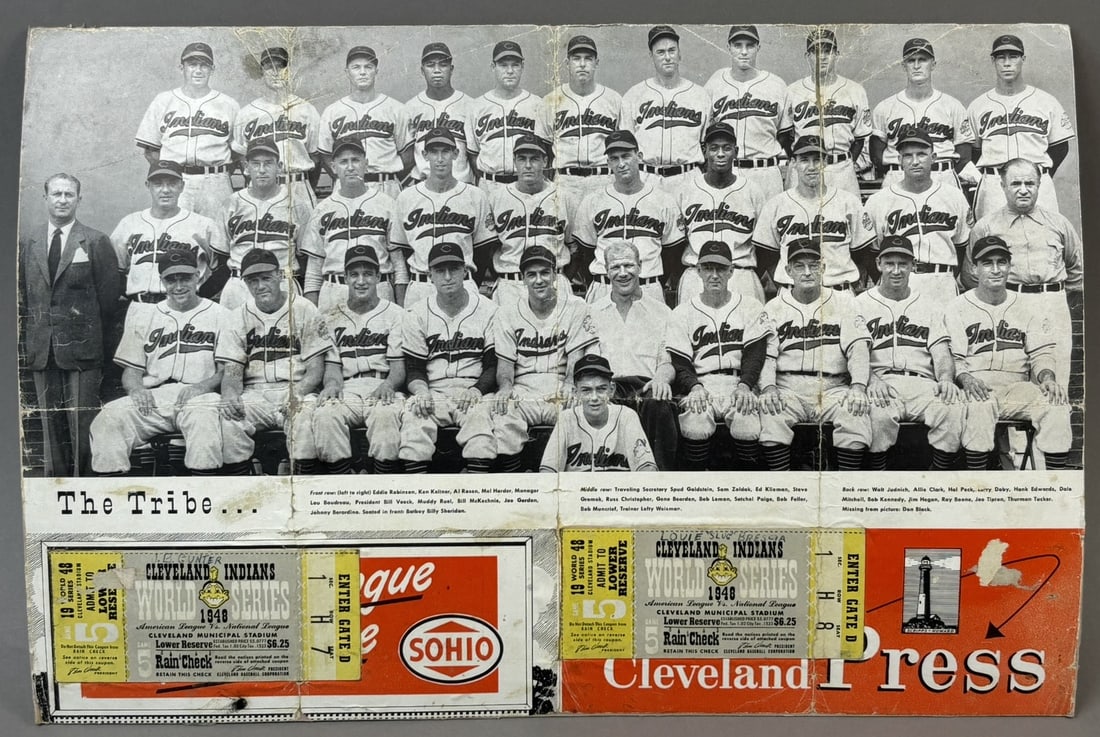 1948 Cleveland Indians Game 5 World Series Ticket Stubs w/ Sohio Team Issued Photograph (1 of 12)