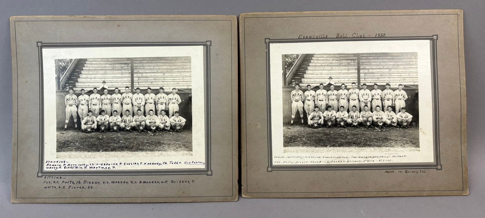 1930 Pair Tommy Bridges Personal Evansville Ball Club Team Cabinet Photos (1 of 19)