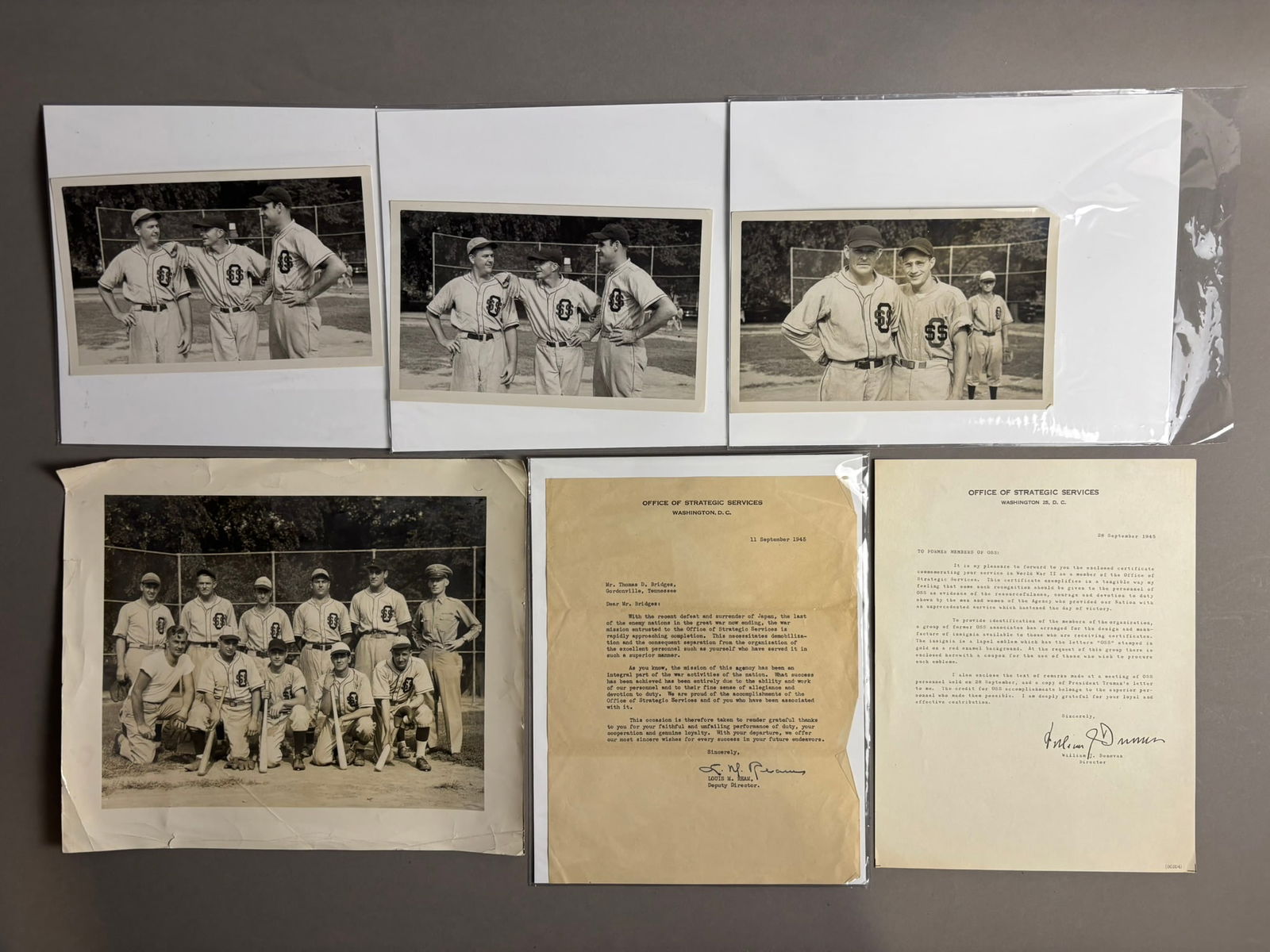 Tommy Bridges Lot 6 Original WW2 Office Of Strategic Services Baseball Team Photographs  & Letters (1 of 12)