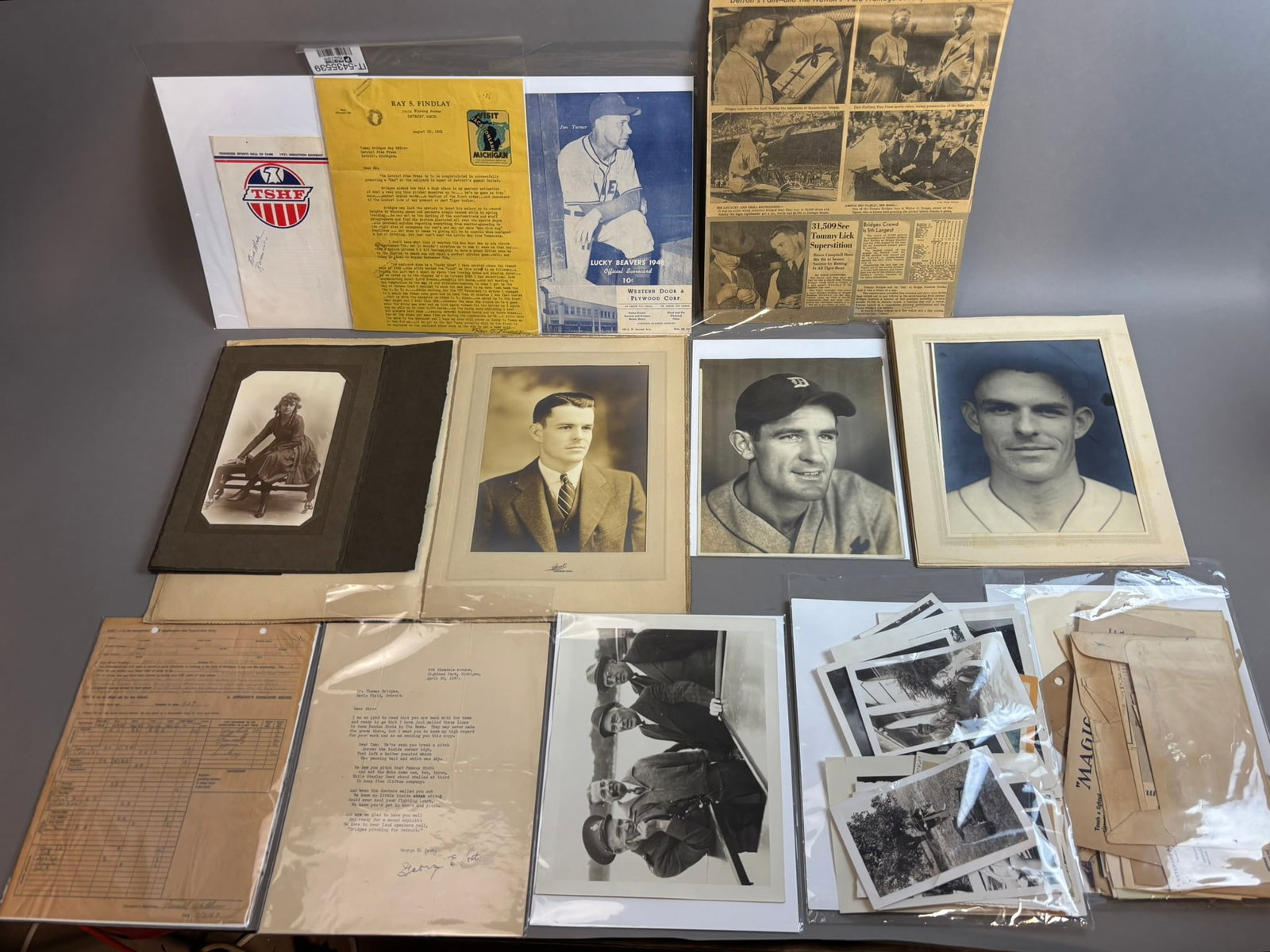 Tommy Bridges Assorted Lot Original Family, Detroit Tigers, Military Letters & Photographs: Large assorted lot of personal photos, letters, scrapbook pages from the Tommy Bridges estate.
