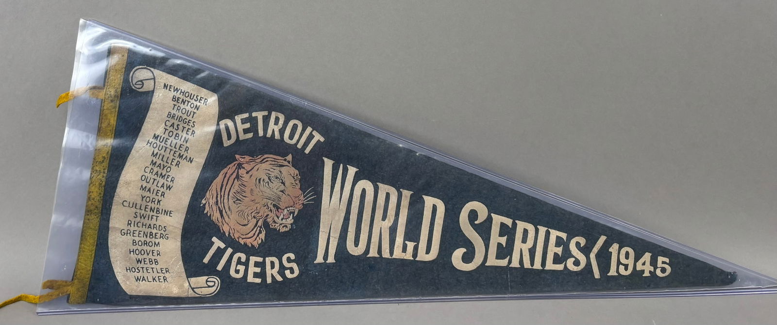 1945 World Series Detroit Tigers Full Size Baseball Pennant w/ Players Names (1 of 9)