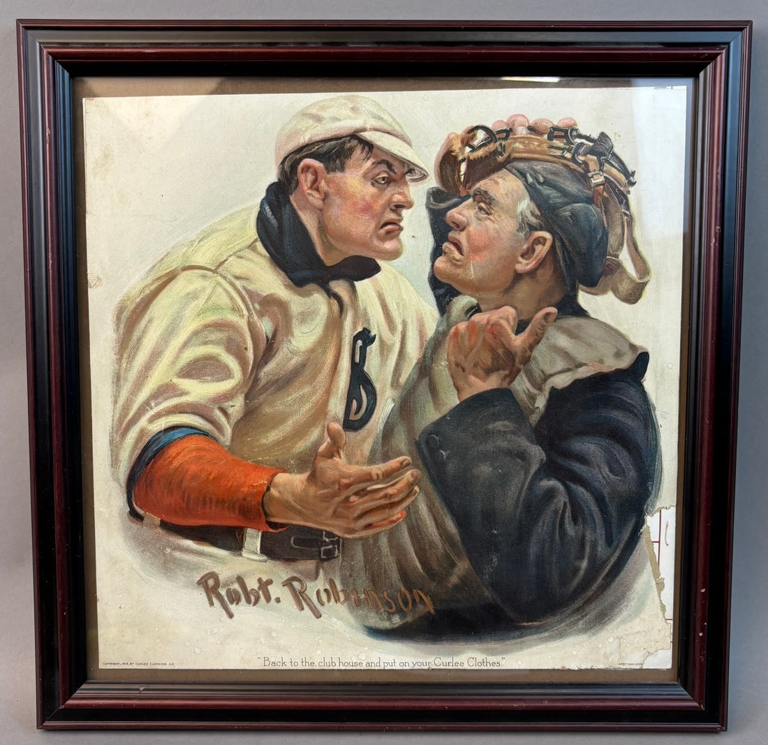 1912 Curlee Clothers "Back To The Dugout" Framed Lithograph By Robert Robinson (1 of 10)
