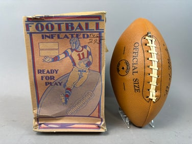 1940s Inflated 9 Lace Leather Best Made Football w/ Original Box