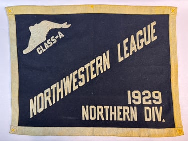 1929 Northern Division Northwestern League Class A Track Wool Banner